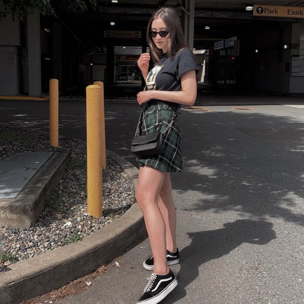 Roal Bones Green Plaid Skirt